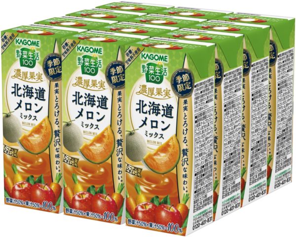 Kagome Seasonal Hokkaido Melon Mixed Veg and Fruits Drink (1 CARTON - 24 x 200ml)