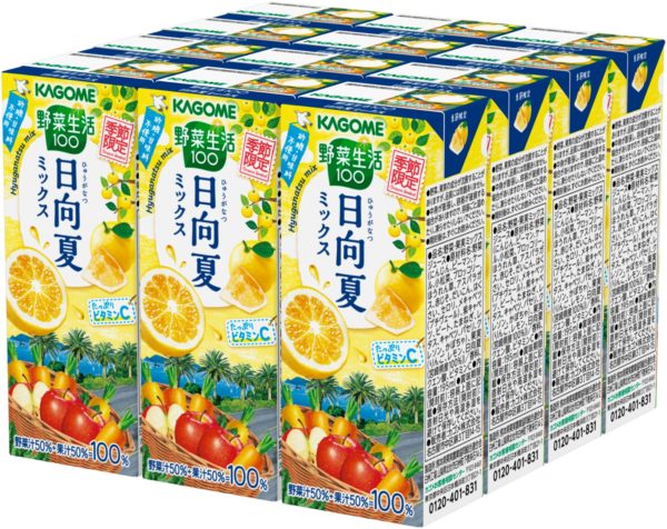 Kagome Seasonal Hyuganatsu Citrus Mixed Veg and Fruits Drink (1 CARTON - 24 x 200ml)