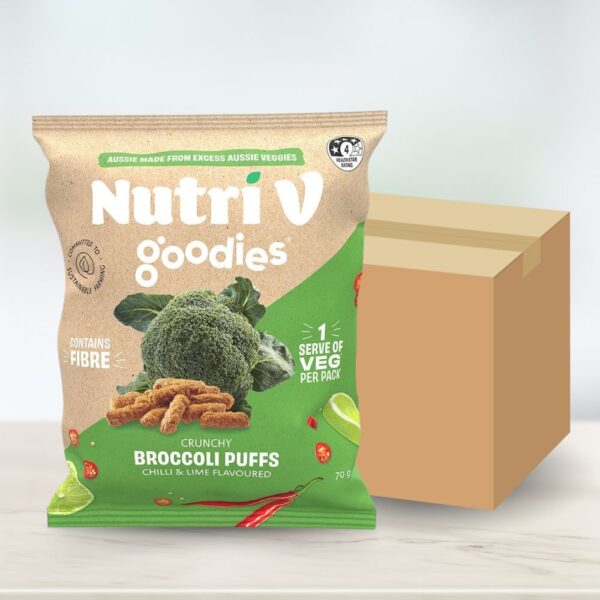 Nutri V Goodies Crunchy Broccoli Puffs Chilli & Lime (1 CTN: 6 x70g)